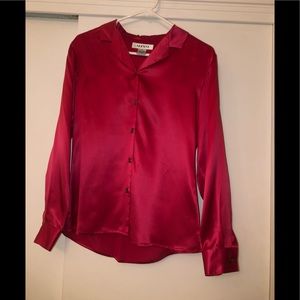 ALFANI Size 4 Red Silk Blouse